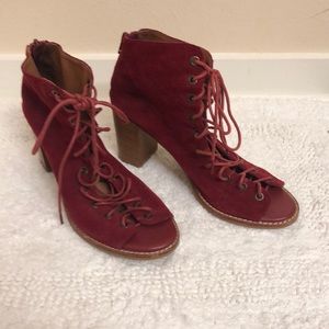 Jeffrey Campbell heeled lace up sandal, red